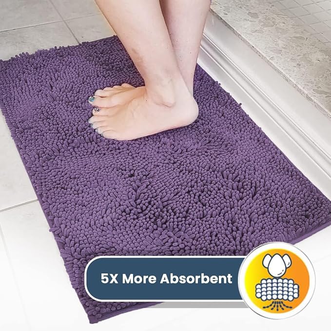 Muddy Mat® | Super Water Absorbent Door Mat Indoor, Microfiber Quick Dry Chenille Entryway Rug, Slip Resistant Front Door Mat, Indoor Mats for Entryway, Machine Washable Pet Rug, Lavender 19" x 30"
