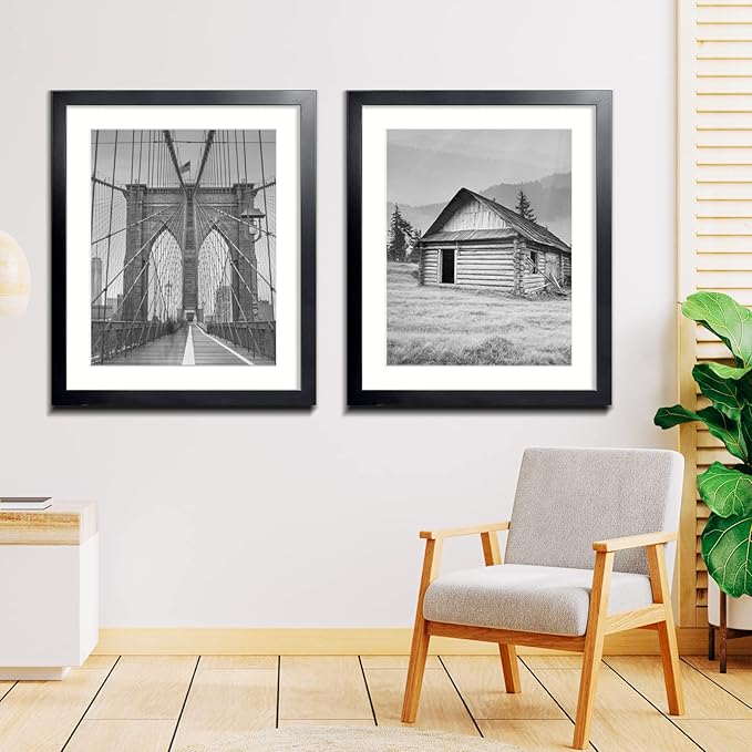 LaVie Home 20x30 Picture Frame Black Poster Frame,Display Pictures 18x24 with Mat or 20x30 Without Mat, Stable and Sturdy Frame and Polished Plexiglass, Horizontal and Vertical Format of The Walls