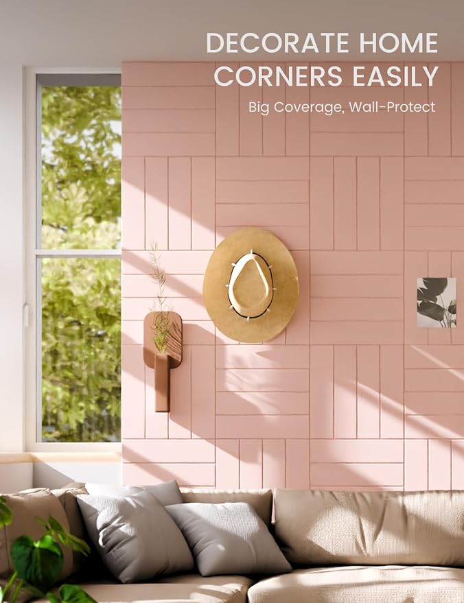 Fluxynara Felt Bulletin Board Tiles Large 36" x 24" Cork Board Alternative-6 Pack with 32 Adhesive Tabs, Thick Slat Wall Panels for Office Decor, Push Pin Board Wall Organizer Alternative - Pink