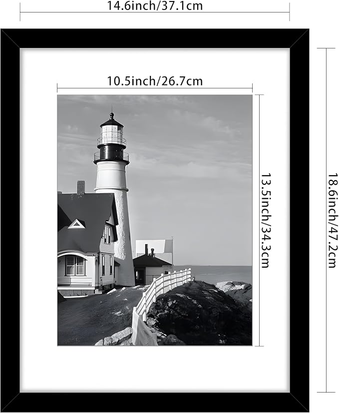 Picrit 15x19 Picture Frame 3 Pack, Black Poster Frame, Display Poster 11 x 14 with Mat or 15 x 19 without Mat for Horizontal or Vertical Wall Mounting