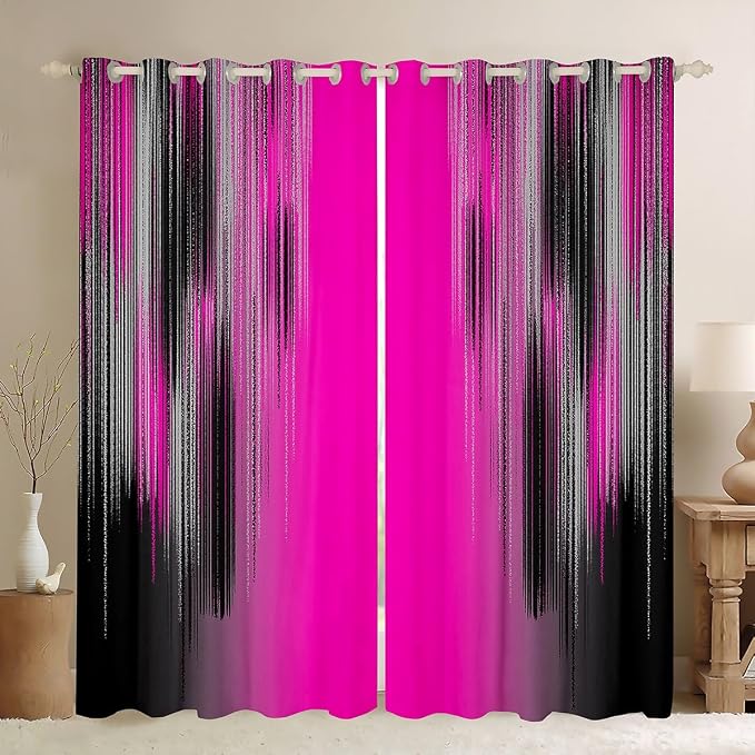 jejeloiu Rose Red Curtains for Bedroom Living Room (2 Panels, 52 x 84 Inch) Modern Art Darkening Drapes Decor Vintage Messy Rust Blackout Curtains Gradient Stryle Window Treatments