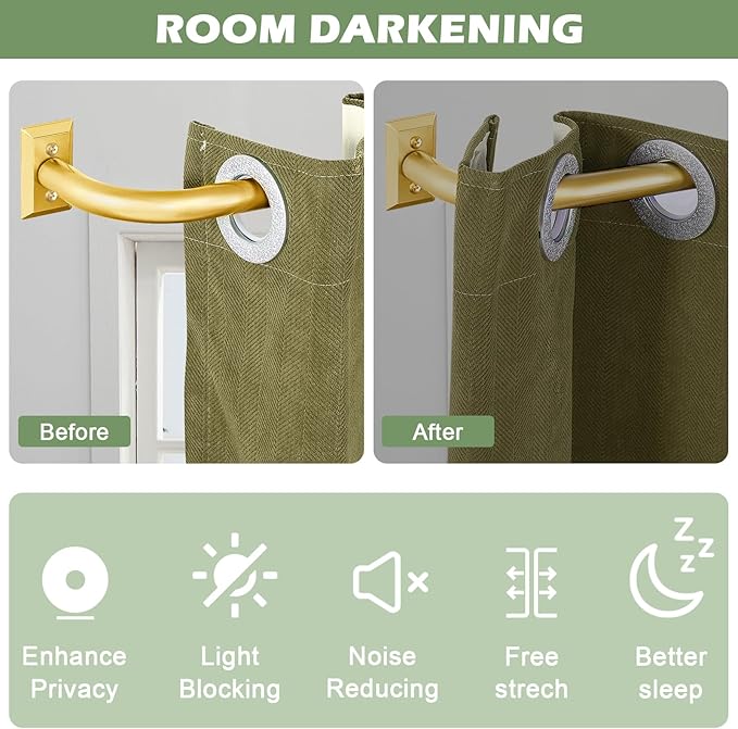 TVWOO Gold Wrap Around Curtain Rods 28 to 48 Inch:Blackout Adjustable Window Curtain Rod,Room Darkening Heavy Duty Curved French Metal Single Drapery Rods for Bedroom Kitchen Easy Install,Brass Gold