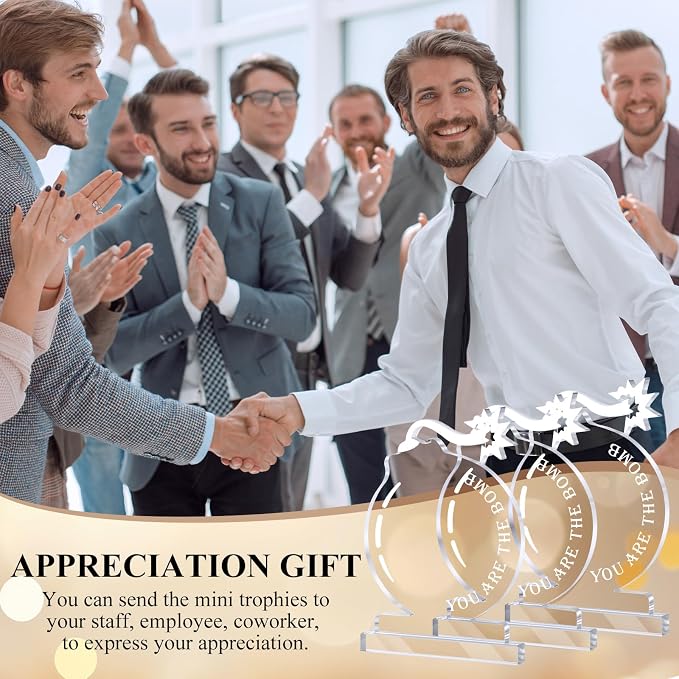 Bucherry 10 Pcs Employee Appreciation Awards for Coworker Acrylic Thank You Trophy May You Be Proud of the Work You Do Sign Prizes for Adults Retirement Goodbye Farewell Gift for Women Men (Bomb)