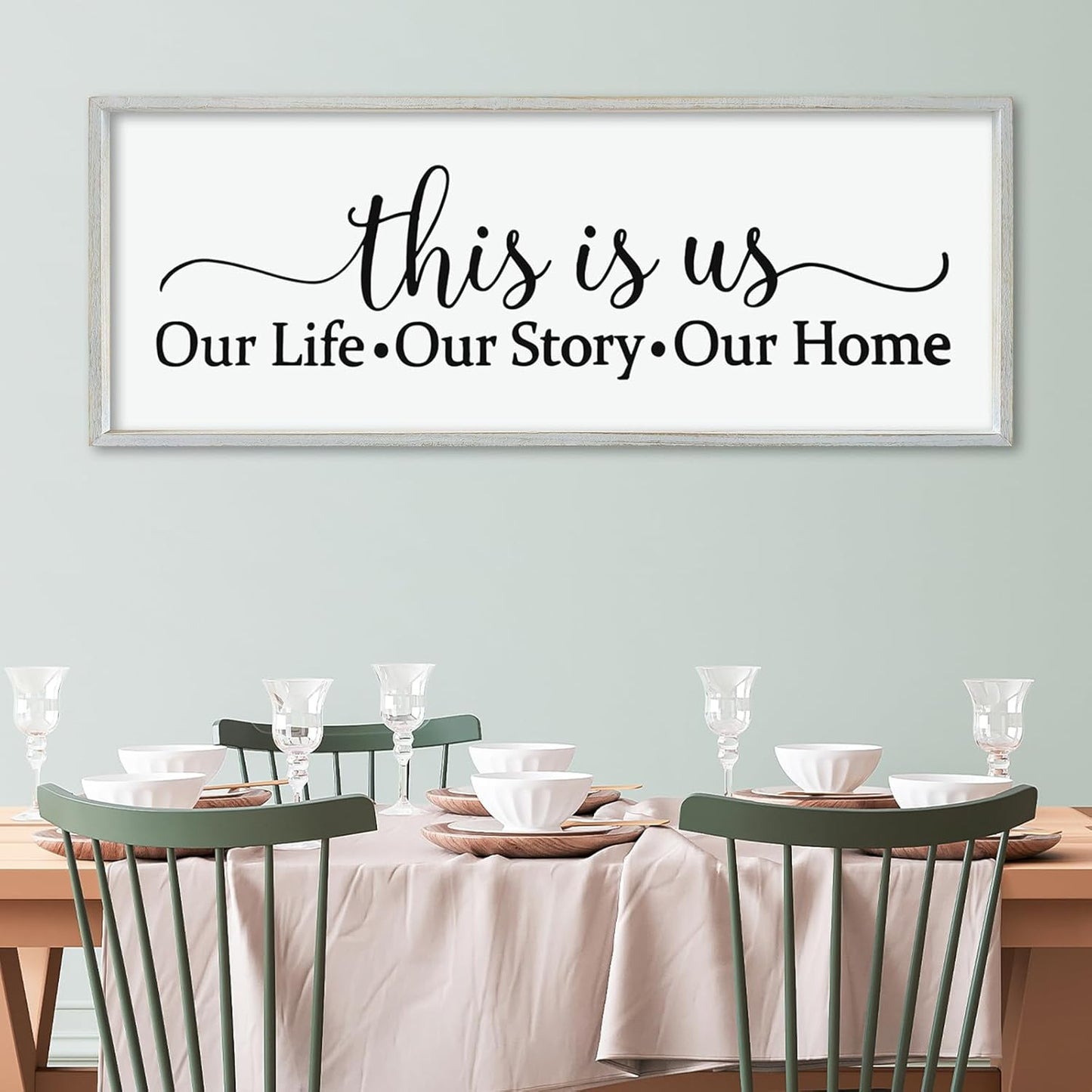 LuZhiQiang This Is Us Sign Wall Decor 40"×15" for Bedroom Family Sign Large Framed Wooden Wall Hanging Art (White)