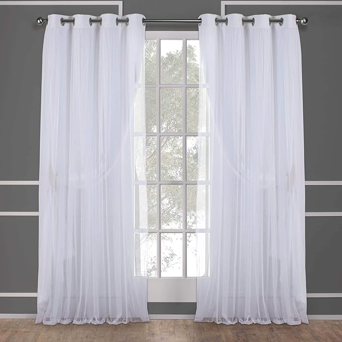 TOWN & COUNTRY LUXE Talia Double Layer Indoor Curtains, Sheer and Room Darkening Blackout, Grommet Top, Energy Efficient, 2-Pack Set, 52"x120", Turquoise