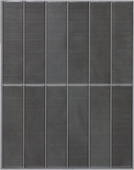Smart Tiles Peel and Stick backsplash, Stacked Smoke Gray, 11.43"x9" | Pack of 5 (3.5 sq ft), Matte, Heat/Moisture Resistant, Low VOC, Kitchen/Bathroom, Renter Friendly, Made in Canada