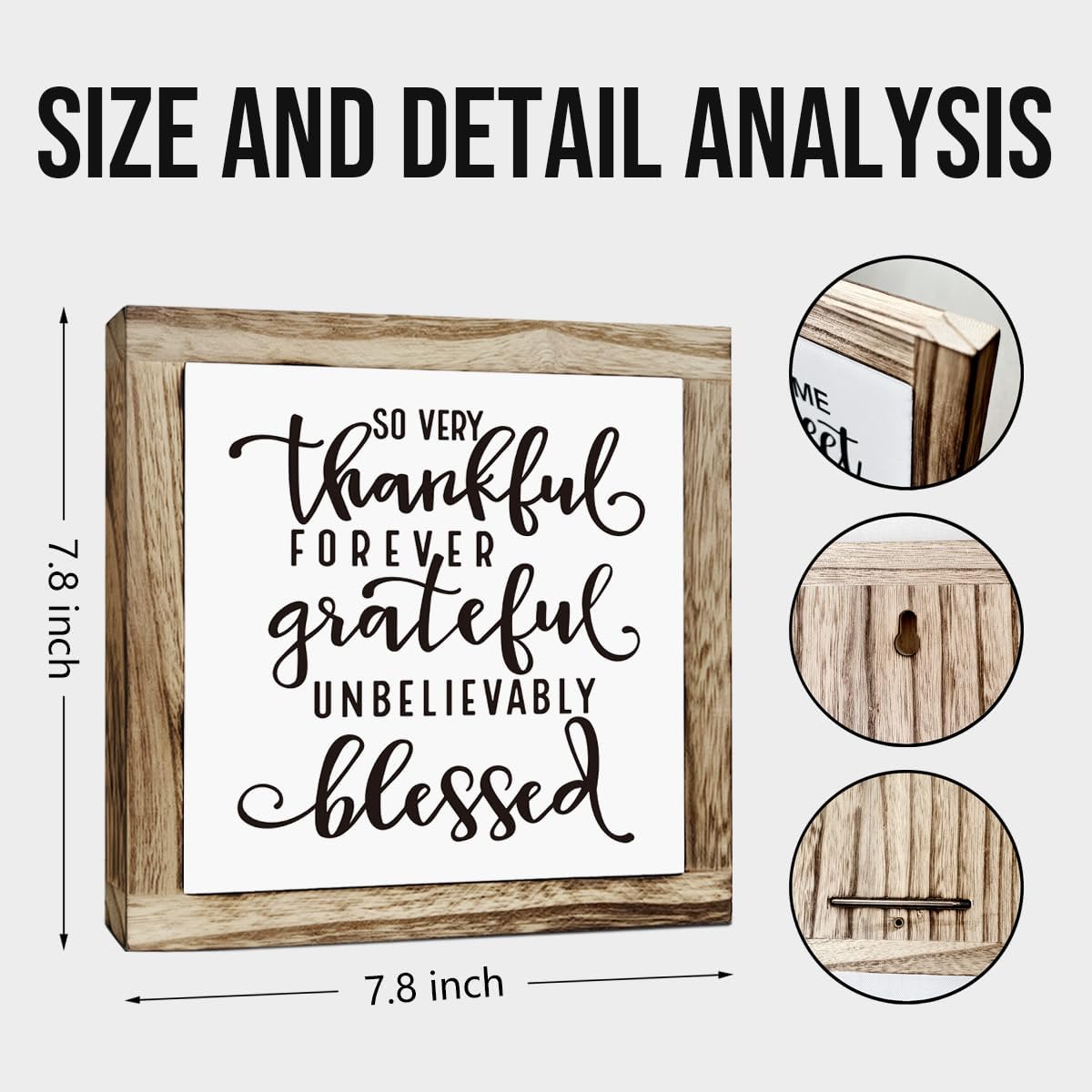 Thankful Grateful Blessed Sign, Inspirational Wood Sign, Wooden Plaques Signs Table Decor, Rustic Desk Decorate, Christian Home Decorate, Appreciation Gift, Mom Gift, Farmhouse Signs