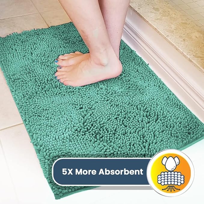 Muddy Mat® | Super Water Absorbent Door Mat Indoor, Microfiber Quick Dry Chenille Entryway Rug, Slip Resistant Front Door Mat, Indoor Mats for Entryway,Machine Washable Pet Rug, Seafoam Green 24"x72"