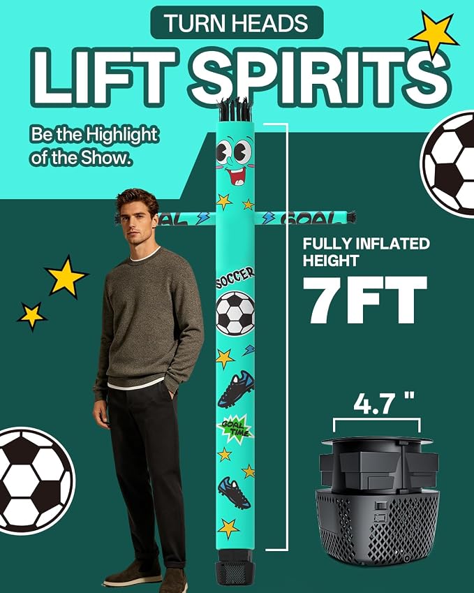 7 FT Inflatable Tube Man with Blower: Soccer Sports Theme Inflatable Dancing Man for Indoor & Outdoor Advertising, Party Decorations, Store Grand Openings, Business & Events (Soccer)