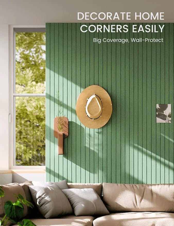 Fluxynara Large Felt Bulletin Board 48" x 36" Cork Board Alternative-12 Pack with 64 Safe Removable Adhesive Tabs, Cork Boards for Walls Cork Board for Home Office Classroom Pin Board-Moss Green