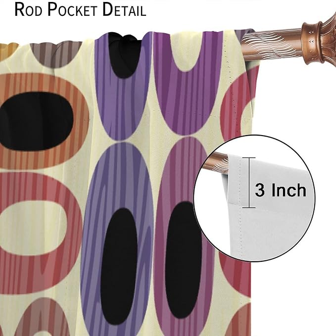 JESTRONRY Abstract Modern Curtains,Mid Century Fifties Modern Retro Colors Pattern Room Darkening Thermal Insulated Window Curtain for Living Room Bedroom Kitchen Bathroom 55x63in