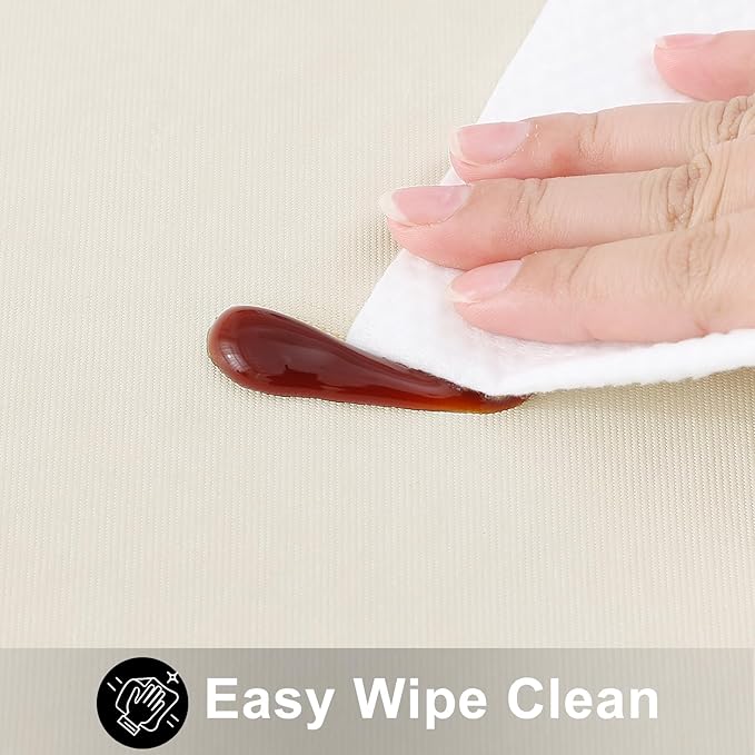 Smiry Rectangle Table Cloth 70x90 Inch, Waterproof Wipeable Vinyl Tablecloths Protector, Oil Spill Proof Plastic Table Cover for Dining, Picnic, Camping, Outdoor, Beige