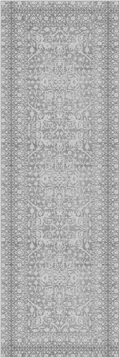 NeverMove Machine Washable Bella Runner Rug, 3x9, Grey