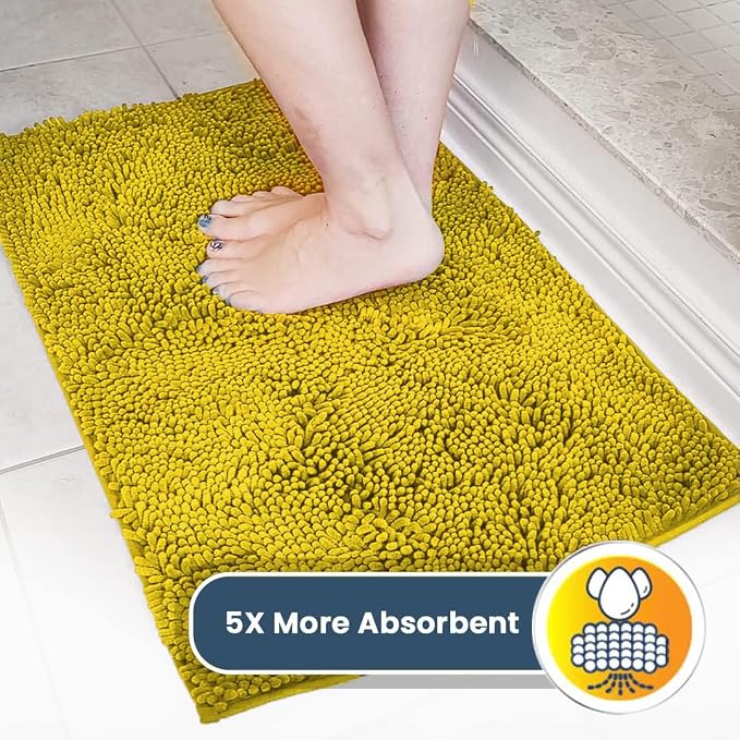 Muddy Mat® | Super Water Absorbent Door Mat Indoor, Microfiber Quick Dry Chenille Entryway Rug,Slip Resistant Front Door Mat,Indoor Mats for Entryway,Machine Washable Pet Rug, Lemon Yellow 36" x 72"