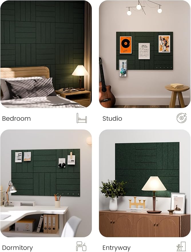 Fluxynara Large Felt Bulletin Board 36"x24" Cork Board Alternative - 6 Pack with 32 Safe Removable Adhesive Tabs, Cork Boards for Walls Cork Board for Home Office Classroom Pin Board- Pine Green