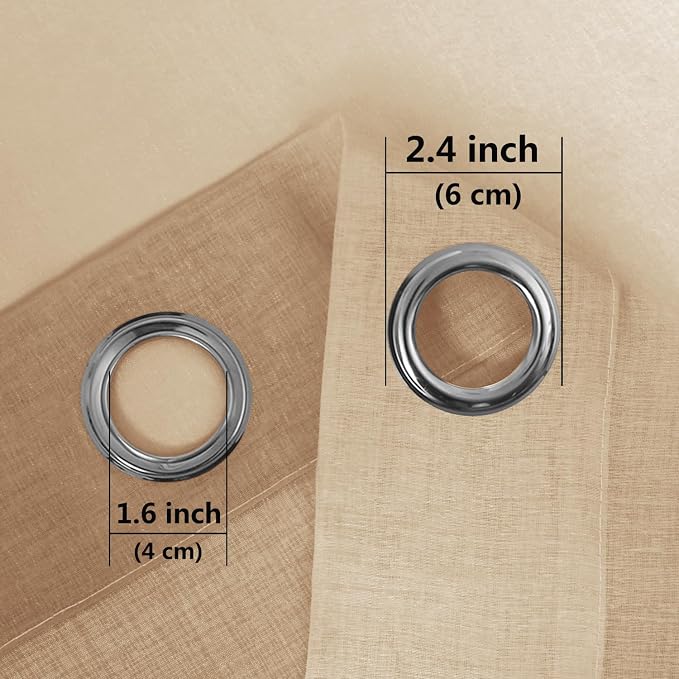 DWCN Taupe Faux Linen Ombre Sheer Curtains - 63 inches Long Gradient Semi Voile Curtains for Bedroom and Living Room, Set of 2 Grommet Top Window Curtain Panels, W52 x L63 Inches, Taupe