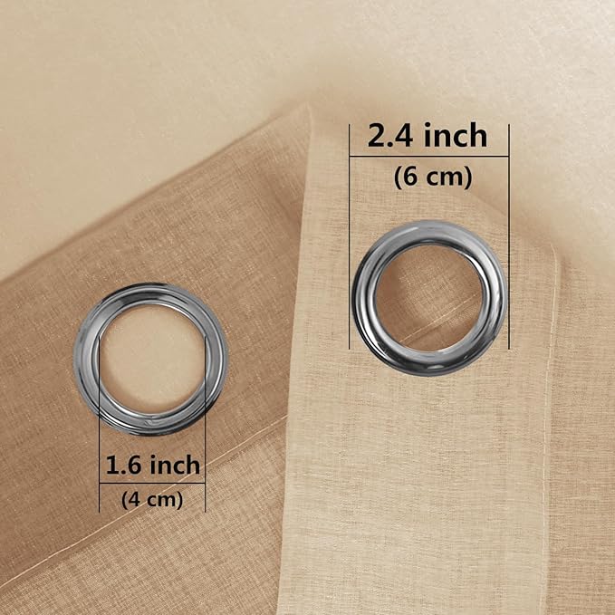 DWCN Taupe Faux Linen Ombre Sheer Curtains - Gradient Semi Voile Curtains for Bedroom and Living Room, Set of 2 Grommet Top Window Curtain Panels, 42 x 63 Inches Long, Taupe