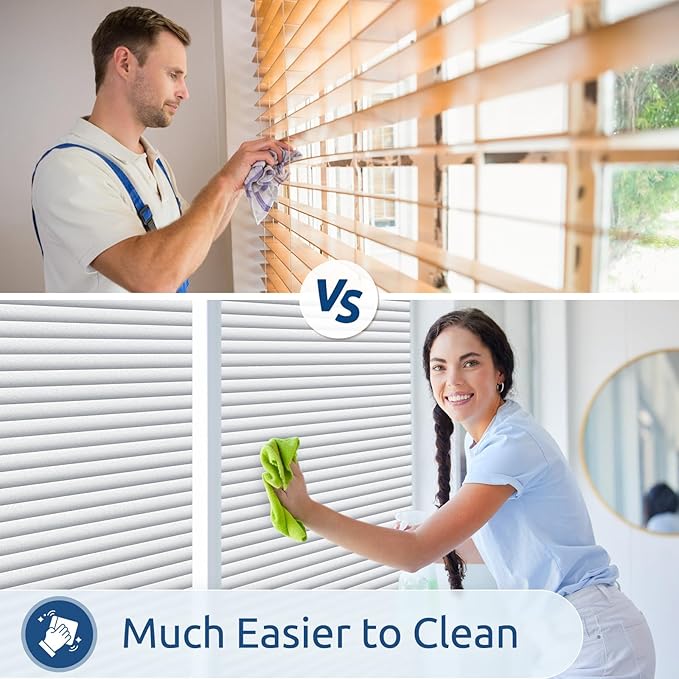 rabbitgoo Window Privacy Film Frosted Glass Film for Bathroom, Non Adhesive Static Cling Removable Window Sticker for Glass Door, Anti-UV Opaque Coverings, Blinds Pattern 0.79" Wide, 23.6" x 78.7"