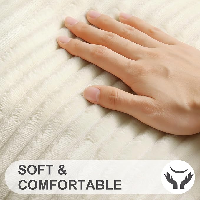 Simmore Decorative Fall Throw Pillow Covers 22x22 Set of 2, Soft Natural Plush Flannel Double-Sided Fluffy Couch Euro Sham Pillow Covers for Sofa Living Room, Beige