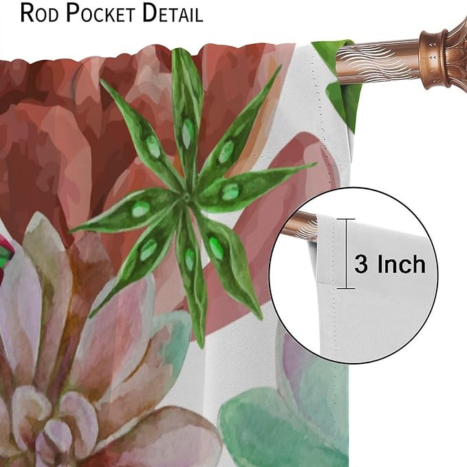 Succulents Tropical Plant Curtain Floral Boho Watercolor Summer Desert Botanical Vintage Garden for Home Kitchen Restaurant Decoration Drapes 2 Panels 42x54 Inch