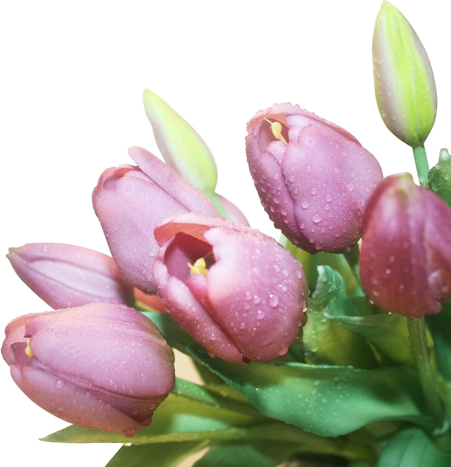 15pcs Artificial Tulips Flowers, Fake Tulips Real Touch, Faux Latex Bouquets, for Party Wedding Home Room Decoration (Purple)