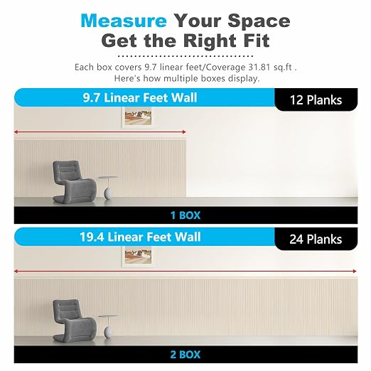 Art3d Wainscotting Wall Panel Kit, 37.8" Tall Beadboard Panels for Walls, Polystyrene Board and Batten Wall Panel Kit, Easy DIY Decorative Trim for Living Room, Kitchen, Bedroom – Covers 31 Sq.Ft
