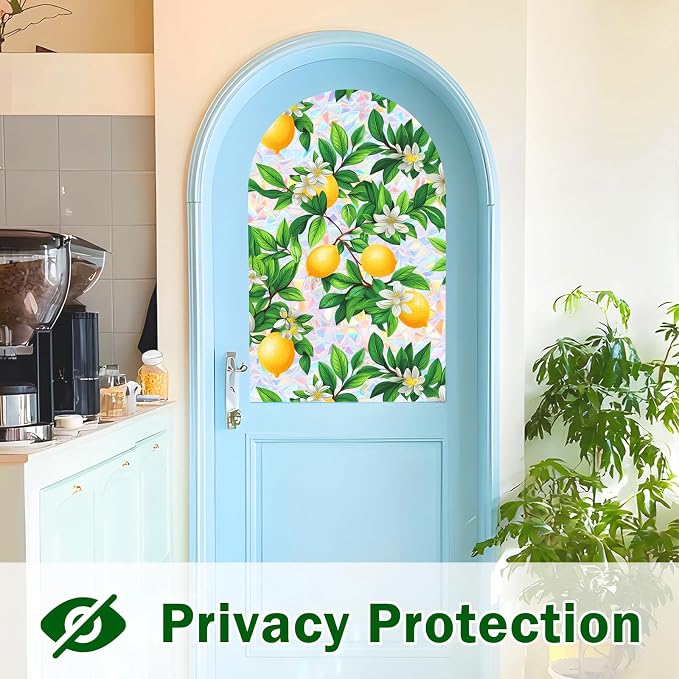 Stained Glass Window Film, Rainbow Privacy, One Way Decorative Tint, Static Cling, Renter Friendly for Home Bathroom Door