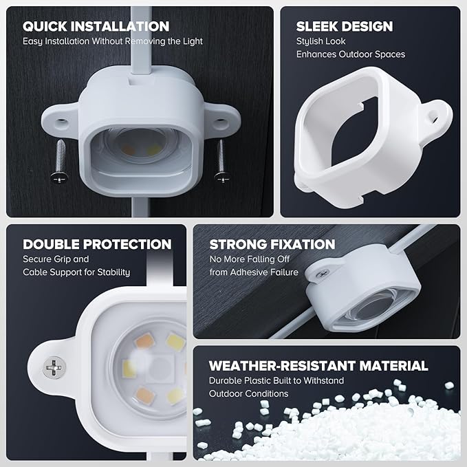 100Pcs Light Clips for Govee H706, Mounting Brackets Compatible with Govee Pro Permanent Outdoor Lights Extension, 200pcs Screws Secure Installation