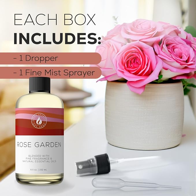 Aroma Country Rose Garden Luxury Diffuser Oil Refill (8.5 Fl Oz) | Hotel-Inspired • Long-Lasting Home Fragrance • for Aromatherapy, Reed Diffusers, Diffuser Machines & Room Sprays