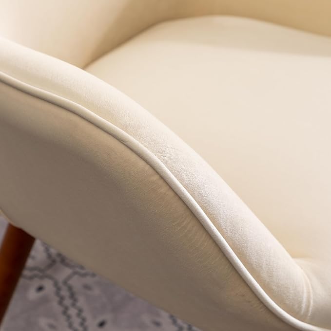 Roundhill Furniture Doarnin Silky Velvet Tufted Button Accent Chair, White