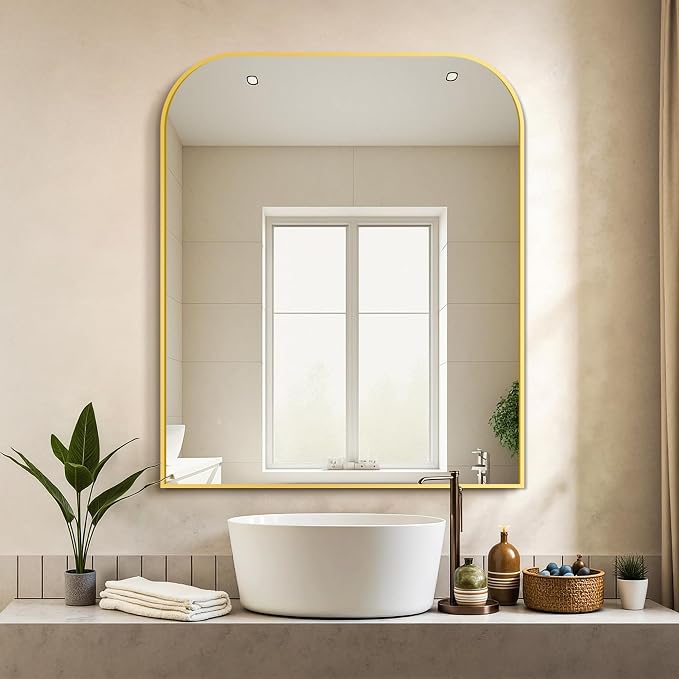 Bathroom Vanity Mirror,36" x 30" Gold Metal Framed Wall Mirror for Over Sink, Living Room, Bedroom,Entryway Decor