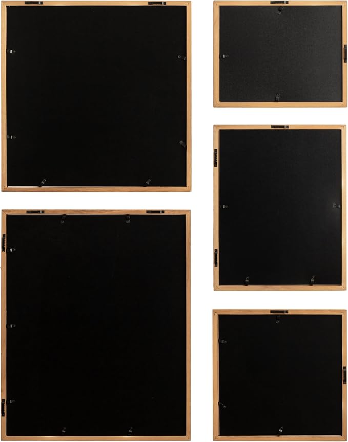 Kate and Laurel Gallery Contemporary Rectangle Minimal Graphic Framed Art Set of 5; Varying Sizes; Rustic Brown; Modern Five-Piece Framed Wall Art for Gallery Wall Frame Set in Living Room Wall Decor