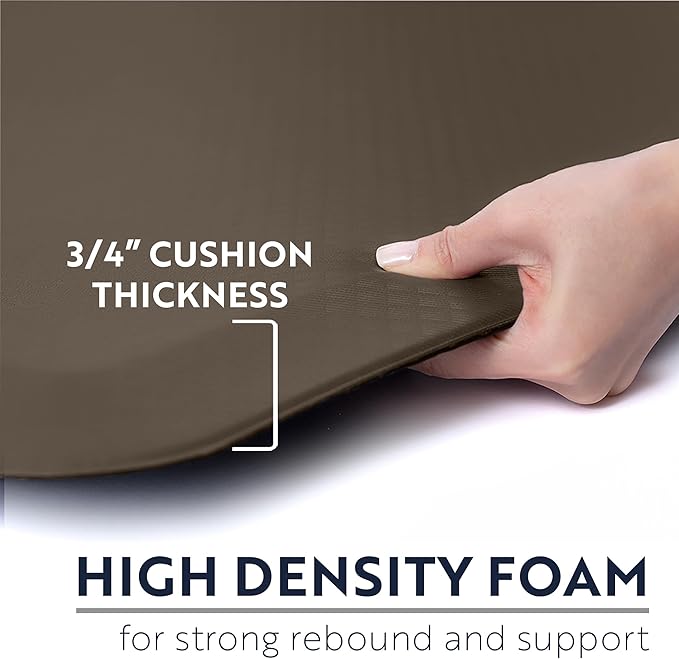KANGAROO Anti Fatigue Mats for Kitchen Floor, 58x20, Reduce Foot, Knee, Back Pressure, 3/4 Inch Thick Cushioned Ergonomic Mat, Waterproof Comfort Rug for Under Sinks, Standing Desk, Stores, Cappuccino