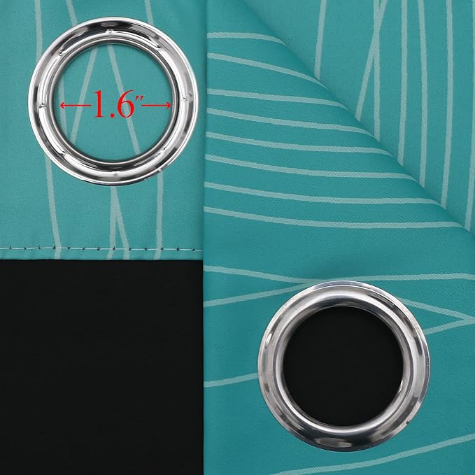 Estelar Textiler Teal and Greyish White Blackout Curtains 45 Inch Length, Light Blocking Gradient Drapes for Bedroom, Thermal Insulated Grommet Ombre Curtains for Bathroom,42Wx45L,2 Panels