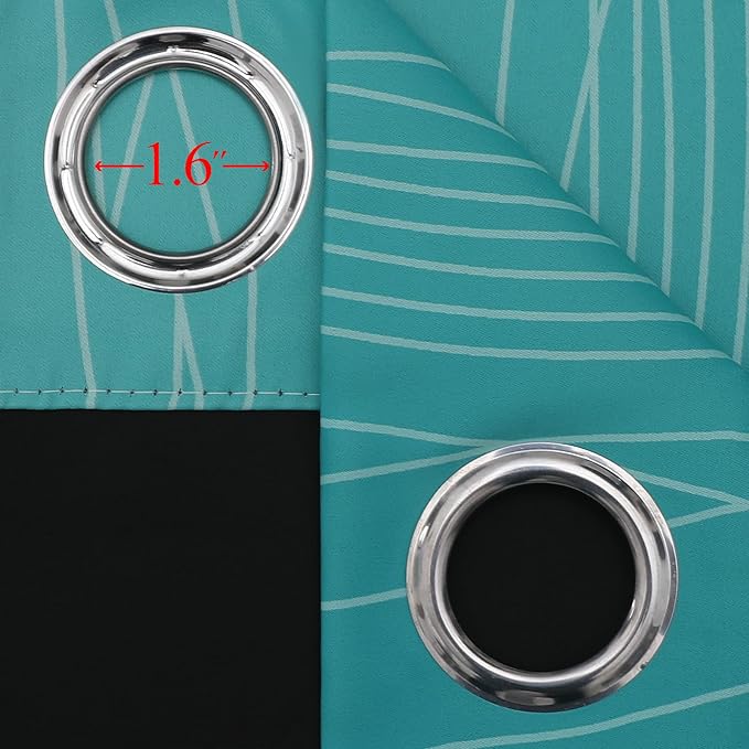 Estelar Textiler Teal and Greyish White Blackout Curtains 102 Inch Length 2 Panels Set, Thermal Insulated Ombre Grommet Drapes for Bedroom, Room Darkening Gradient Curtains for Living Room, 52Wx102L