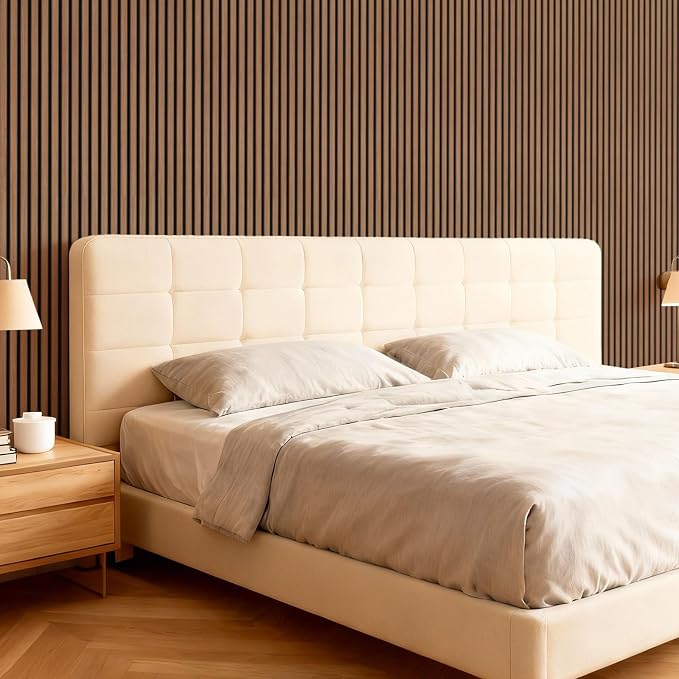 TONOR Wood Slatwall Panels, 4 Pack 47.2" x 23.6"/ 120 x60cm(31ft²) Acoustic Wall Panels, Wood Slat Acoustic Panels for Noise Cancelling and Home Decor, Living Room, Bedroom, Office, Room Decor, Walnut