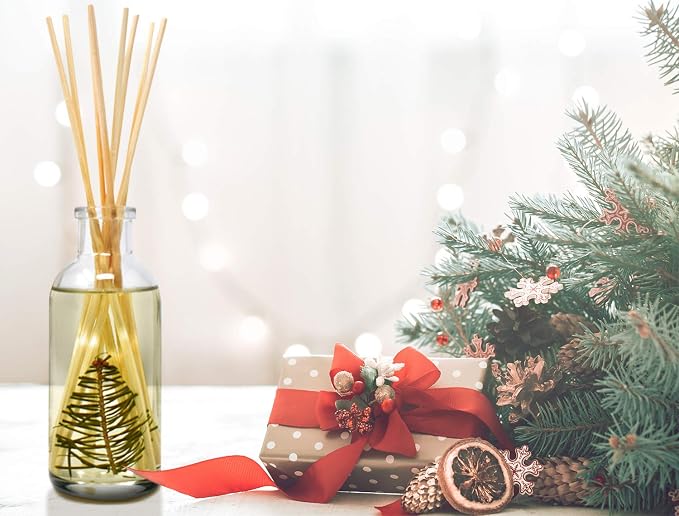 Urban Naturals Reed Diffuser Set, Pine Forest - Bathroom Shelf Décor | White Pine Needles, Eucalyptus and Sandalwood, Christmas Tree Scent, Holiday Decor with Real Pine Branches
