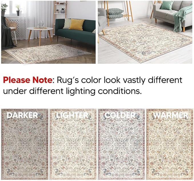 Keen Home Design 30"x120" Rug - Machine Washable Runner Rug with Non-Slip Backing, Ideal for Hallway, Entryway, Kitchen, Laundry Room - Vintage, Easy Clean, Durable, Low Pile - (2'6" x 10')
