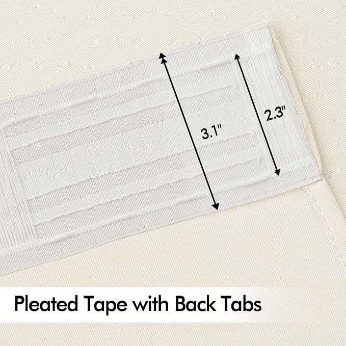 MIULEE Birch Back Tab Blackout Curtains 102 Inch Long 2 Panels Set for Bedroom, Rod Pocket/Pinch Pleated Thermal Insulated Living Room Darkening Light Blocking Floor to Ceiling Drapes