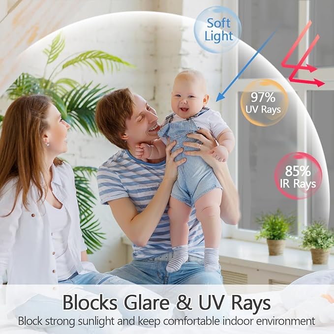 Niviy One Way Privacy Window Film See Out Not in Window Tint for Home Heat Blocking Anti UV Glass Door Mirror Reflective Window Film for Home Office, (Silver 35.4" x 157.4")