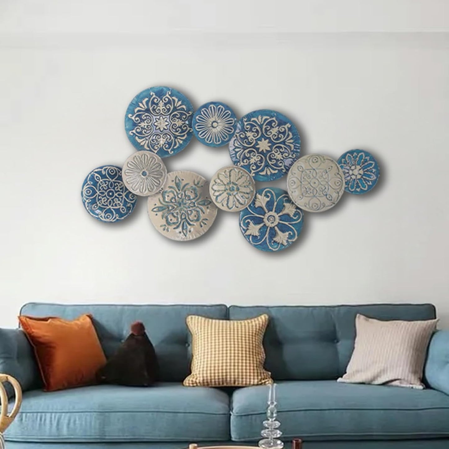 Large Metal Wall Decor 3D Stacked Wall Art Decor Metal Wall Art Hanging Sculptures for Living Room Home Office Kitchen Bedroom Decoration