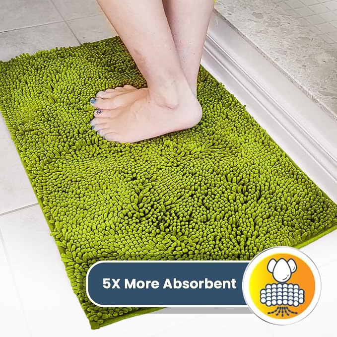 Muddy Mat® | Super Water Absorbent Door Mat Indoor, Microfiber Quick Dry Chenille Entryway Rug,Slip Resistant Front Door Mat,Indoor Mats for Entryway,Machine Washable Pet Rug, Spring Green 48" x 60"