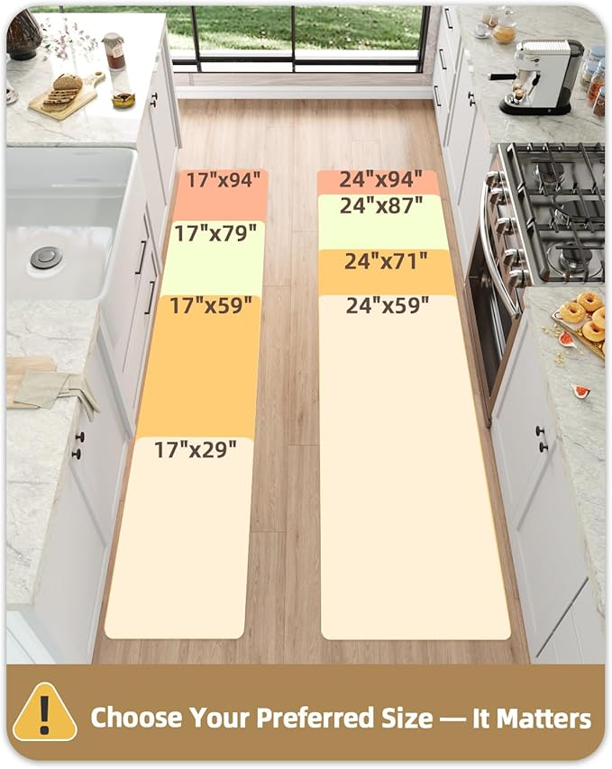Color&Geometry Anti Fatigue Cushion Kitchen Mat for Floor - 17"x59",Easy Clean, Water & Oil Proof, Anti Slip, Foam Rubber Runner Rug for Front Sink Comfort Standing,Dark Beige