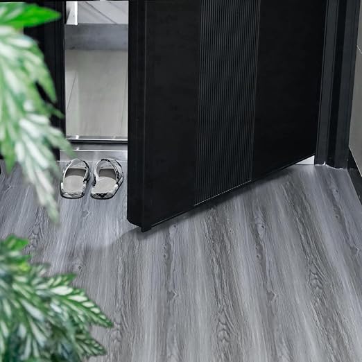 Wood Grain Peel and Stick Floor Tiles – 11.8” Width, Full Roll Length of 118" – Versatile Design for Any Space, Grey Self Adhesive Vinyl Flooring, Waterproof and Non-Slip Features