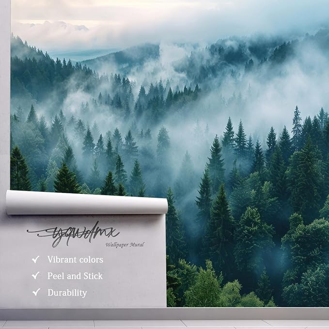 YQWDMX - Misty Forest Wallpaper self-Adhesive wall murals for Bedroom ZY19 M