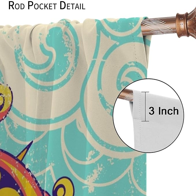 Retro Bohemian Sun Moon Blackout Curtains, Boho Sun Moon Stars Art Rustic Farmhouse Window Drapes, for Living Room Bedroom 63x63in 2 Panels