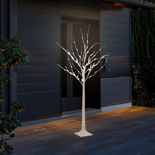 LED Birch Tree Lights, 4ft Trees with Warm White Lights, Outdoor Indoor Christmas Wedding Party Decor