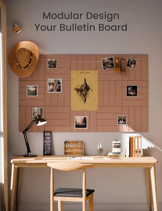 Fluxynara Large Felt Bulletin Board 48" x 36" Cork Board Alternative-12 Pack with 64 Safe Removable Adhesive Tabs, Felt Boards for Walls Cork Boards for Home Office Classroom Pin Board-Terracotta