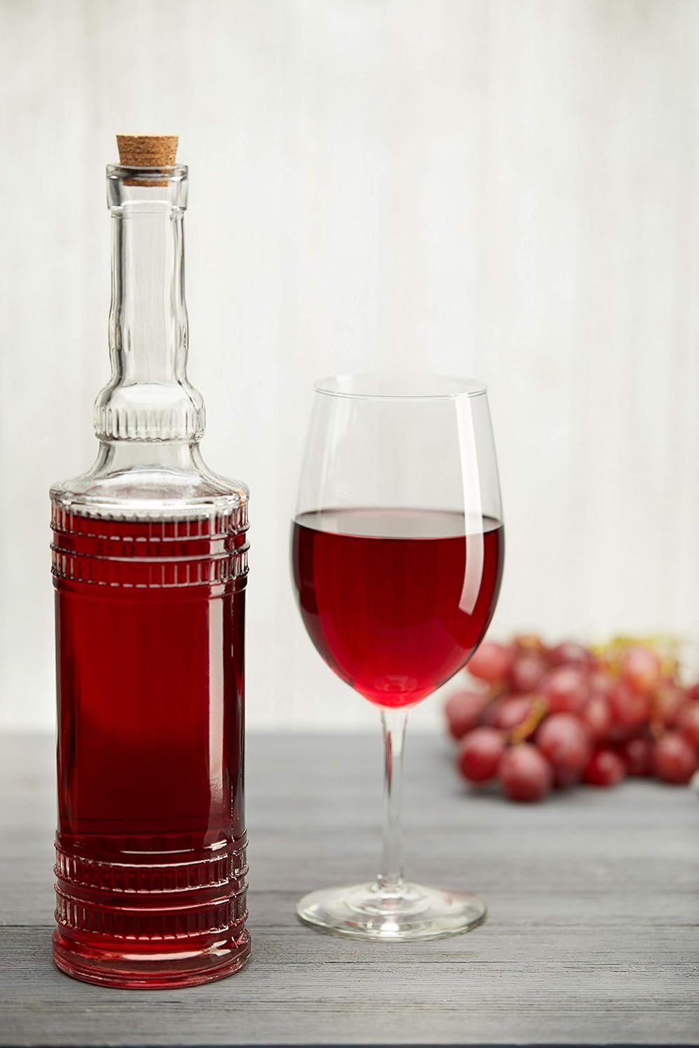 Large Clear Decorative Glass Bottle with Spout and Cork, 32oz, 1 Bottle - Design: EPLI (3in X 11.9in)