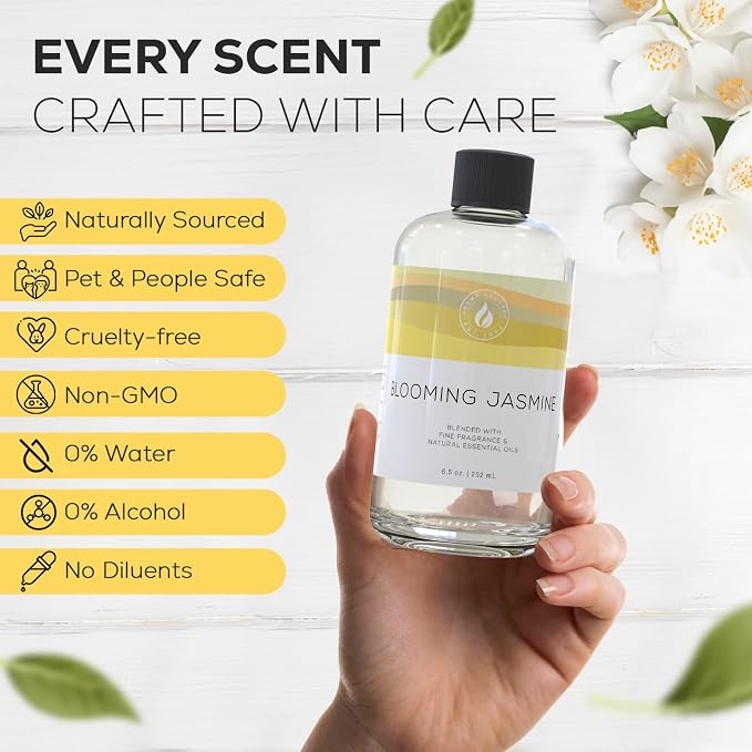 Aroma Country Blooming Jasmine Luxury Diffuser Oil Refill (8.5 Fl Oz) | Hotel-Inspired • Long-Lasting Home Fragrance • for Aromatherapy, Reed Diffusers, Diffuser Machines & Room Sprays